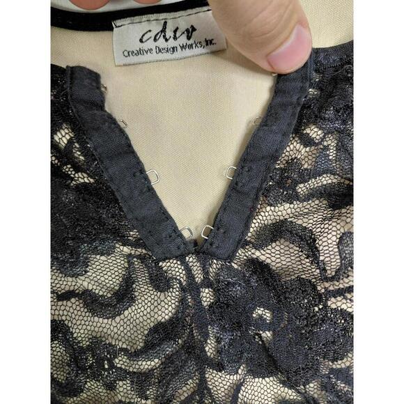 Vintage Top Womens Large Floral Mesh Lace Overlay Y2K Sexy Retro CDW USA Made - Picture 2 of 7